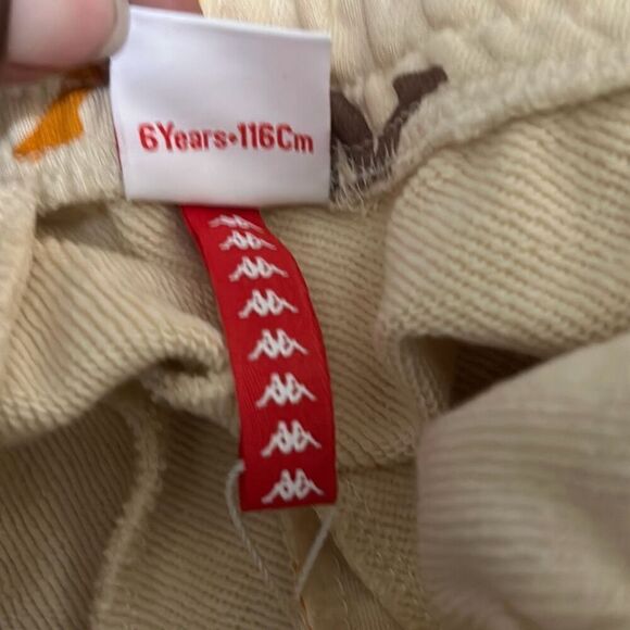 Kappa Size 6 Youth Sneek Man Multicolor Logo Joggers Sweatpants Beige Streetwear - Picture 9 of 12